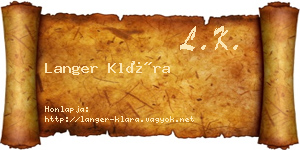 Langer Klára névjegykártya