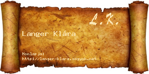 Langer Klára névjegykártya